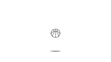 Basketbol hattı sanatı zıplayan animasyon döngüsü videosu, görüntü ikonu spor topu sekme hareketi grafik video şablonu
