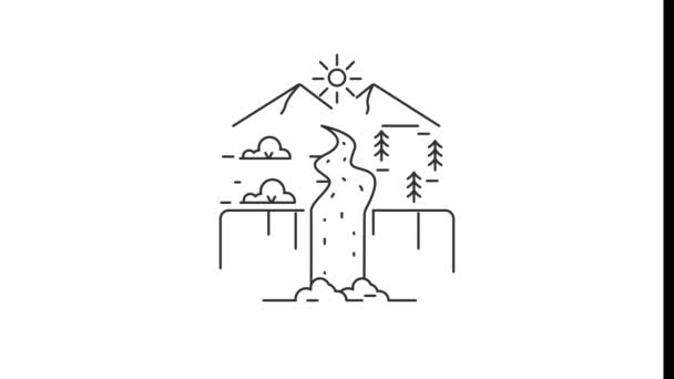 瀑布在自然动画视频 探险旅游目的地与风景线艺术概念运动平面设计 — 图库视频影像