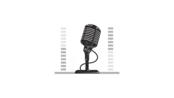 Mikrofon Pro Podcast Nebo Broadcast Animační Video Hlasový Záznam Ikona — Stock video