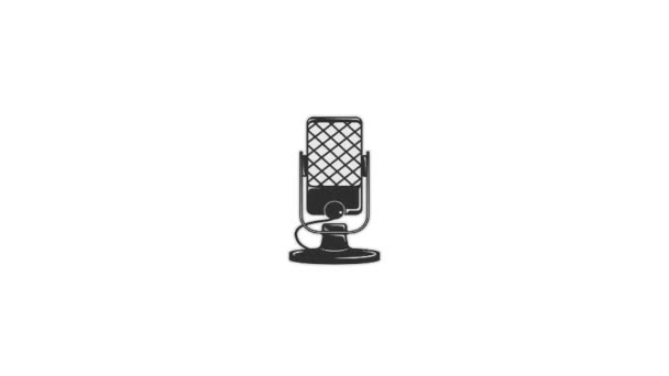 Micrófono Para Podcast Video Animación Difusión Diseño Gráfico Movimiento Icono — Vídeos de Stock