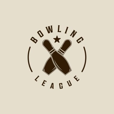 Çapraz bovling logoları klasik vektör logosu çizim şablonu grafik tasarımı. spor işareti ya da kulüp takımı ya da şampiyonlar ligi konsepti için retro tipografi tarzı bir sembol