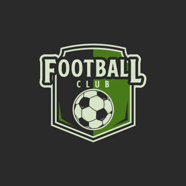 Futbol futbolu amblemi logo vektör illüstrasyon şablonu ikon grafik tasarımı. Klüp ya da takım sporu için rozet rozetli top işareti ya da sembol