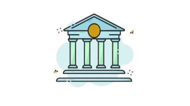 Banka inşa çizgisi renk animasyonu iş konsepti için 2D video, minimalist mimari animasyon hareketli görüntü grafiksel tasarım