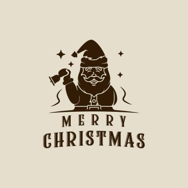 Noel Baba logo vintage vektör illüstrasyon ikon grafik tasarımı. Tatil kışı veya dini kutlamalar için retro tipografi tarzında xmas işareti veya sembolü