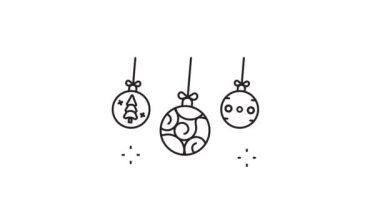 Yılbaşı çizgisi sanat animasyonu Kutlama için 2d video x mas, minimal dekorasyon kış ikonu hareketli görüntü grafiksel çizim tasarımı