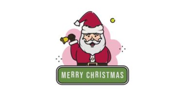 Noel Baba Noel Baba çizgisi renk animasyonu. Kutlama için 2D video. X mas, basit konsept kış ikonu.