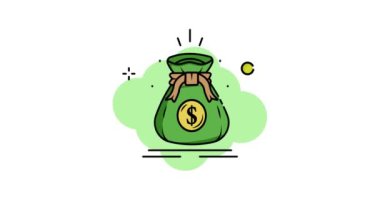 para çantası çizgi renk animasyonu yatırım konsepti için 2D video, basit bankacılık simgesi animasyon hareketli görüntü grafiksel tasarım