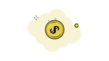 Dolar bozuk para hattı renk animasyonu yatırım konsepti, basit bankacılık veya finansal sembol animasyon görüntü hareketli grafik tasarımı için 2D video