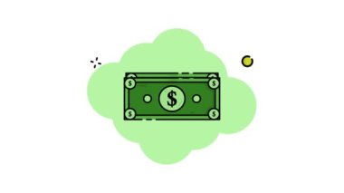 kağıt para simgesi çizgi renk animasyonu yatırım konsepti için 2D video, basit finansal veya bankacılık sembolü hareketli görüntü grafiksel çizim tasarımı