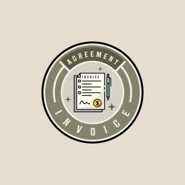 fatura amblemi logo vektör renk illüstrasyon şablonu simge grafik tasarımı. çember rozet tipografisi ile iş finans kavramı için para tasarrufu işareti veya sembol