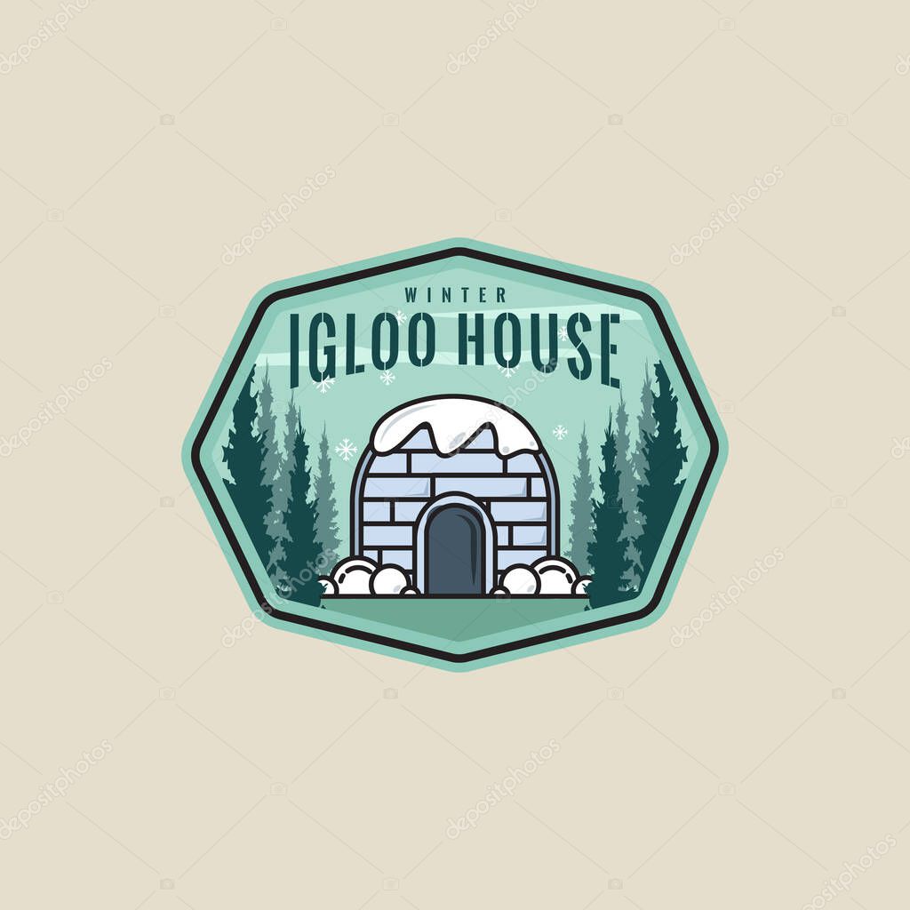 Igloo house with snow emblem logo vector illustration template icon graphic design. traditional house of eskimo people sign or symbol building culture with badge