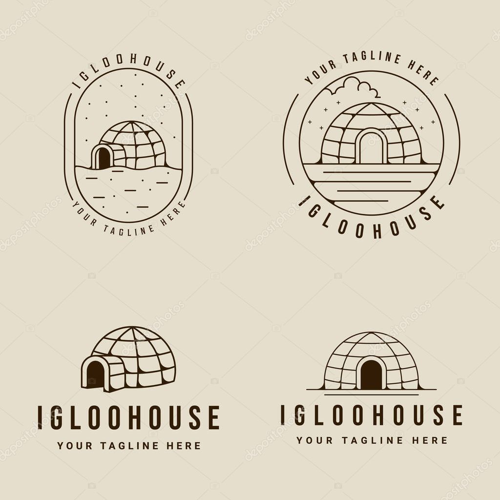 Set of igloo house logo line art vector vintage simple illustration template icon graphic design. bundle collection of various traditional house of eskimo people sign or symbol building culture