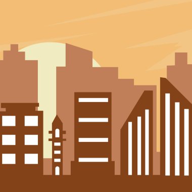 Şehir manzarası vektör çizim şablonu grafik tasarımı. Emlakçı bayrağı için şehir manzarası konsepti. Güzel bir çizgi film tarzıyla tanıtım.