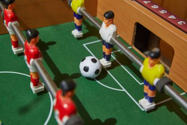 Langırt masası futbolu, futbol maçı, yakın çekim.,