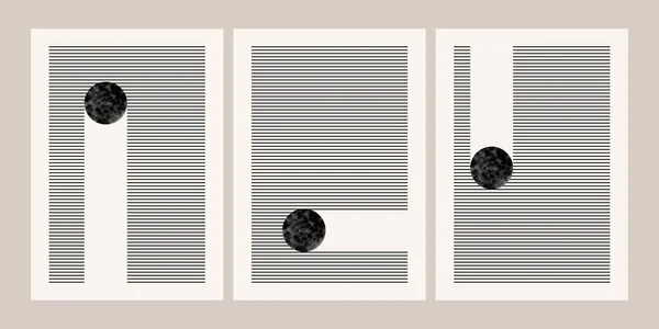 Poster Geometrici Stampa Arte Contemporanea Linee Cerchio Acquerello Minimale Boho — Vettoriale Stock