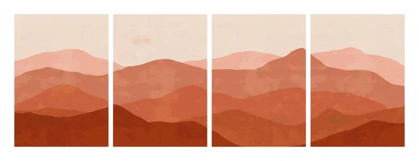 Abstract Mountain Landscape Collage Modern Minimalist Horizon Panorama Geometric Nature — Stock Vector
