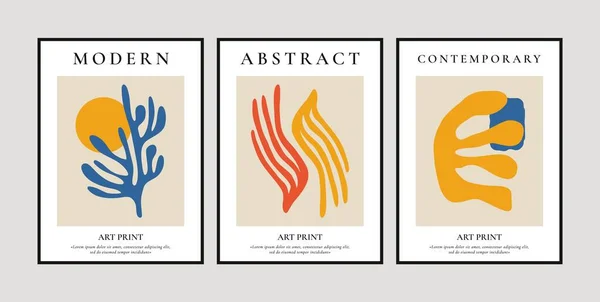 Současné Květinové Korálové Plakáty Abstraktní Minimalistický Design Tvary Řas Trendy — Stockový vektor