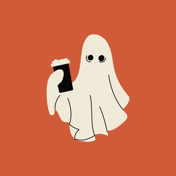 Fantasma Pano Halloween Personagem Monstro Assustador Bonito Truque Desenho Animado — Vetor de Stock
