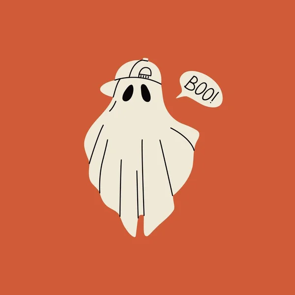 Fantasma Pano Halloween Personagem Monstro Bonito Truque Desenho Animado Tratar — Vetor de Stock