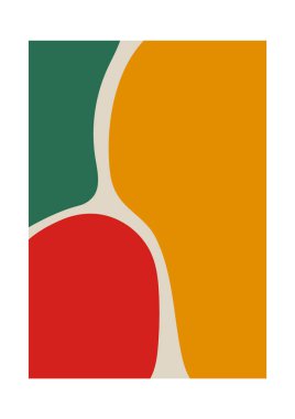 Asgari poster. Soyut geometrik modern basit şekiller, organik renkli elementlerle çağdaş Bauhaus tasarımı. Vektör broşürü kapağı.