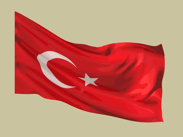 Sviluppo Della Bandiera Della Turchia Uno Dei Simboli Della Repubblica — Vettoriale Stock