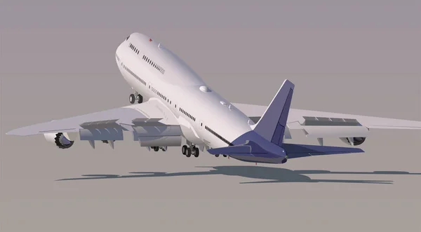 Ένα Μεγάλο Αεροπλάνο Τέσσερις Τουρμπίνες Απογειώνεται Στο Αεροδρόμιο — Διανυσματικό Αρχείο