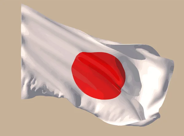 日本の国旗は 真ん中に大きな赤い円がついた白いキャンバスで 太陽が昇るのを象徴しています — ストックベクタ