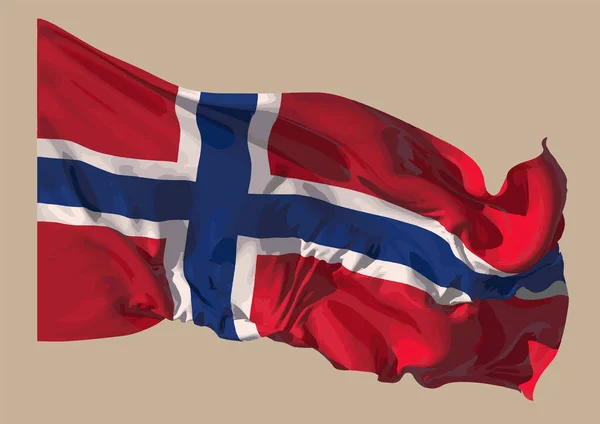 노르웨이의 국기는 흰색으로 둘러싸인 파란색 스칸디나비아 십자가가있는 빨간색 직사각형 패널입니다 벡터 그래픽