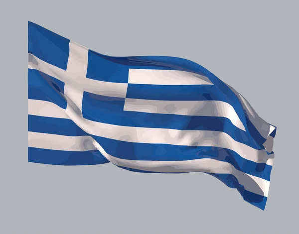 지붕에 파란색과 줄무늬가있는 깃발은 그리스 십자가의 이미지입니다 로열티 프리 스톡 벡터