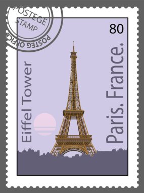Paris mimari anıtlarını tasvir eden posta pulu, mimari tarihi.