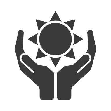 Beyaz arkaplanda izole edilmiş güneş enerjisi sembolü için ihtiyatlı tavır. Vektör illüstrasyonu.