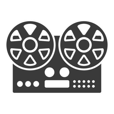 Retro tape recorder glyph icon isolated on white background.Vector illustration.