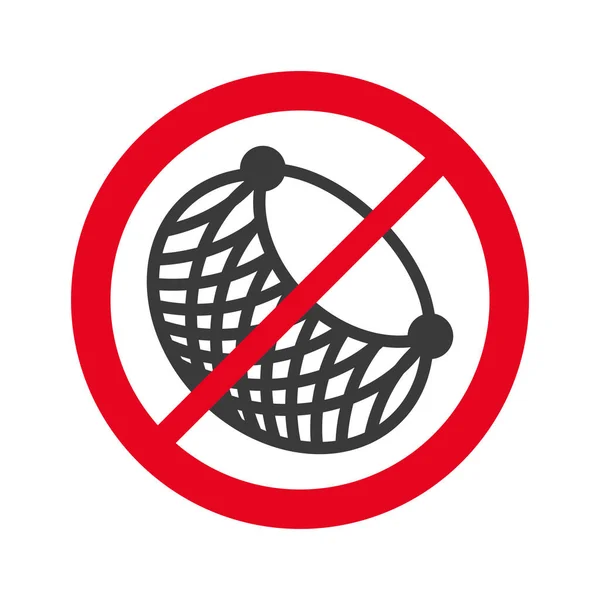 Forbidden Catch Fishing Net Sign Isolated White Background Vector Illustration — Stok Vektör
