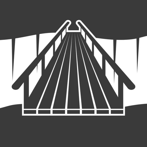 Wooden Suspended Bridge Ravine Glyph Icon Isolated White Background Vector — Stock Vector