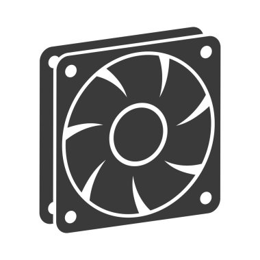 Bilgisayar donanımı fan simgesi beyaz arkaplanda izole edildi. Vektör illüstrasyonu.