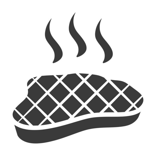 Baked steak glyph icon isolated on white background.Vector illustration.