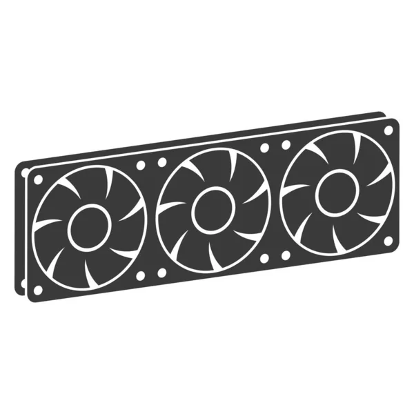 Cooler Computer Hardware Fan Glyph Icon Isolated White Background Vector —  Vetores de Stock