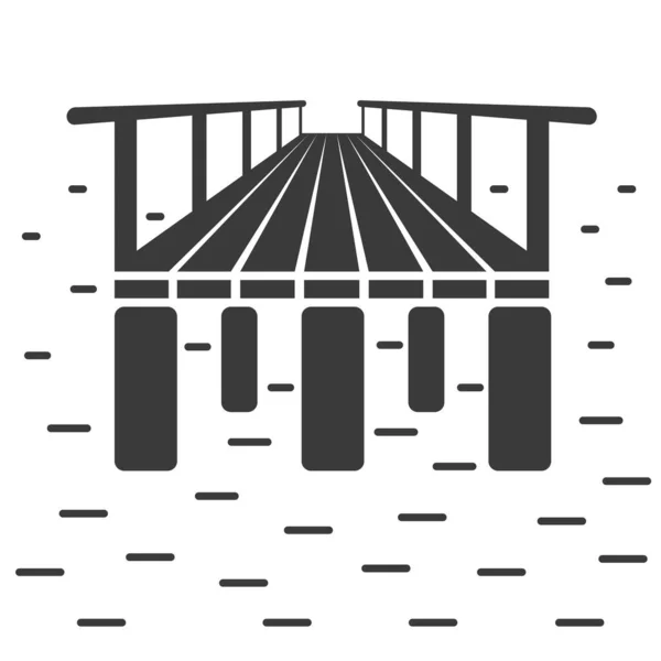 Fisherman Bridge Pond Glyph Icon Isolated White Background Vector Illustration — Stock Vector