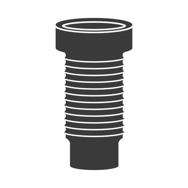 Corrugated Pipe Toilet Glyph Icon Isolated White Background Vector Illustration — Stock Vector