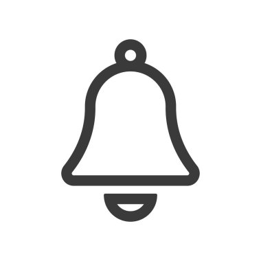 Beyaz arkaplanda çan çizgisi simgesi izole edildi. Vektör illüstrasyonu.