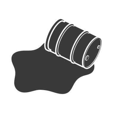 Hasarlı metal varil sembolü beyaz arka planda izole edildi. Vektör illüstrasyonu.