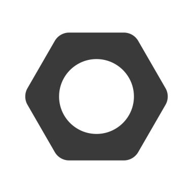 Metal hex fındık kabartma simgesi beyaz arkaplanda izole edildi. Vektör illüstrasyonu