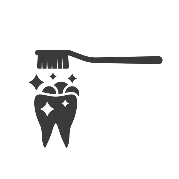 Diş Temizleme Simgesi Beyaz Arkaplanda Izole Edildi Vektör Illüstrasyonu — Stok Vektör