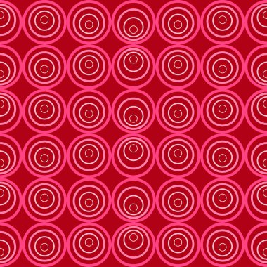 Arka plan tasarımı, iç tasarımı, ambalajı, modaya uygun gölgelerdeki kartpostallar için pembe ve bordo renkte eksantrik halkaların kusursuz vektör deseni