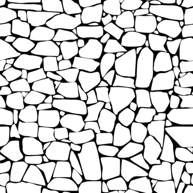 seamless vector pattern in black and white with the image of the structure of a stone wall for prints on walls, floors, covers, postcards, as well as for decorating interiors and creating other illustrations