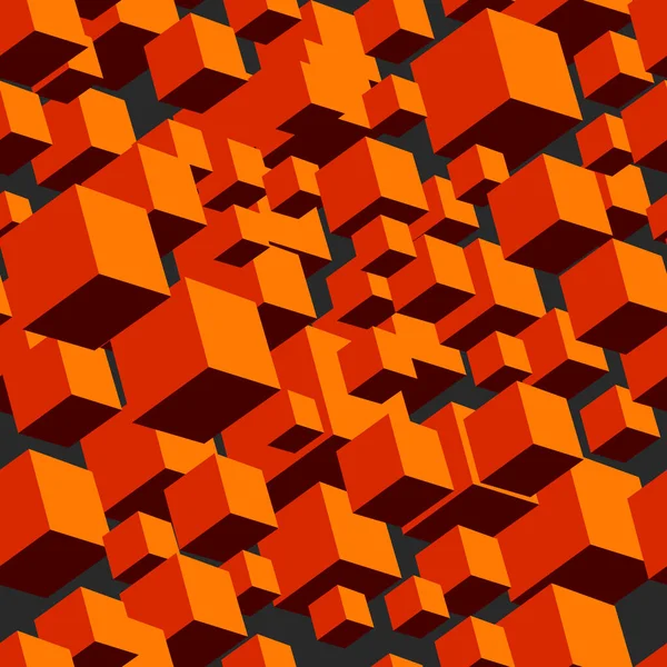 Seamless Abstract Pattern Orange Shades Depicting Cubes Space Prints Fabrics — Stock Vector
