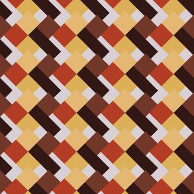 Kumaşlar, ambalajlar, kapaklar ve iç tasarım için sarı-kahverengi tonlarda basit geometrik şekillerin kusursuz vektör deseni