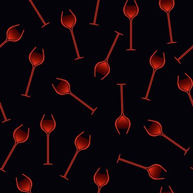 Kırmızı ve siyah gölgelerdeki kusursuz vektör desenleri kumaşlar, ambalajlar, pankartlar ve iç tasarım için bir bardak şarabı andırıyor.