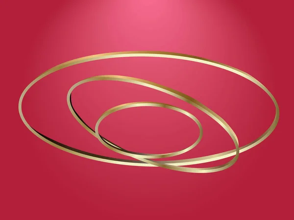 Векторна Ілюстрація Зображує Три Золоті Обручі Рожевому Тлі Друку Листівках — стоковий вектор