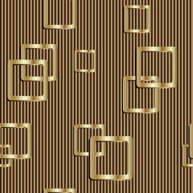 Paketleme, afişler ve iç dekorasyon üzerine baskı için dalgalı bir tonda çerçevelerin görüntüsüyle altın renklerde kusursuz vektör deseni